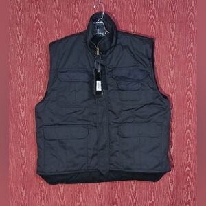 MIL TEC Ranger Black Pockets Full Zip/Snap Closure Snap Pockets Vest Sz Lg